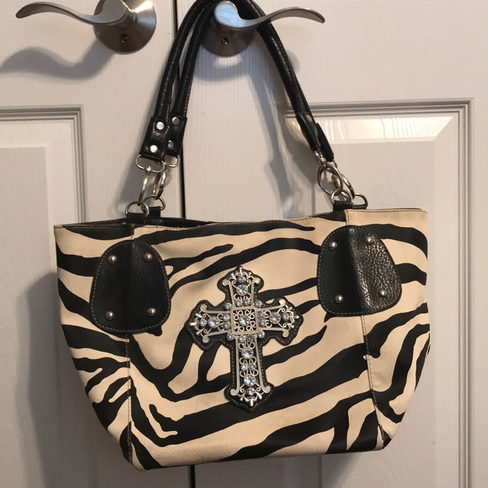 Faux zebra cross purse